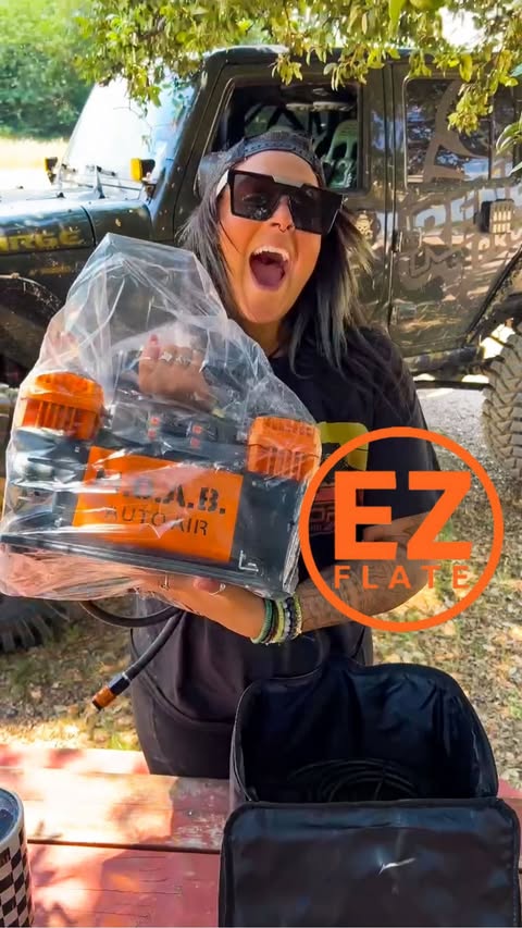 Instagram post by @misssarge_jku for EZ FLATE. Caption reads: FINALLY got to test out my @ezflate M.O.A.B Auto....