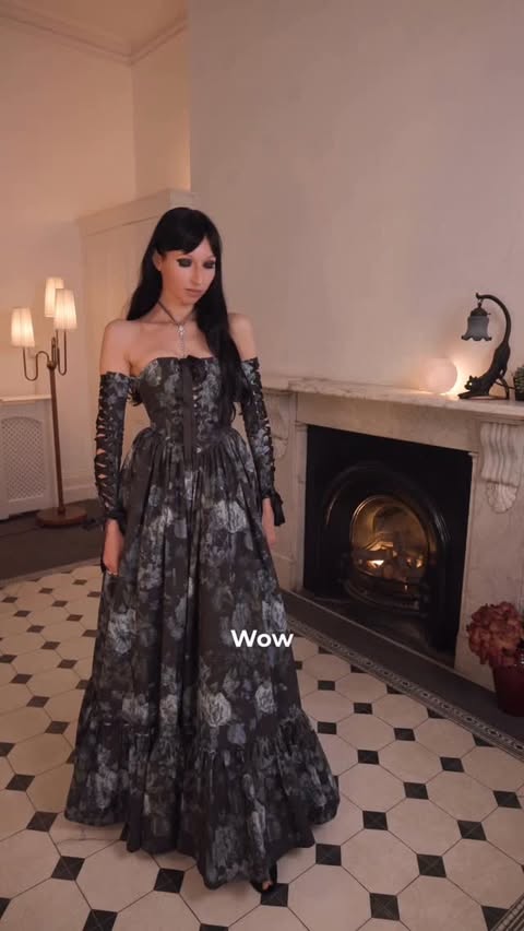 Instagram post by @andreasfashiongalaxy for Fanciful Doll. Caption reads: Epic sleeves on epic gowns - which sleeves win? 🧦....