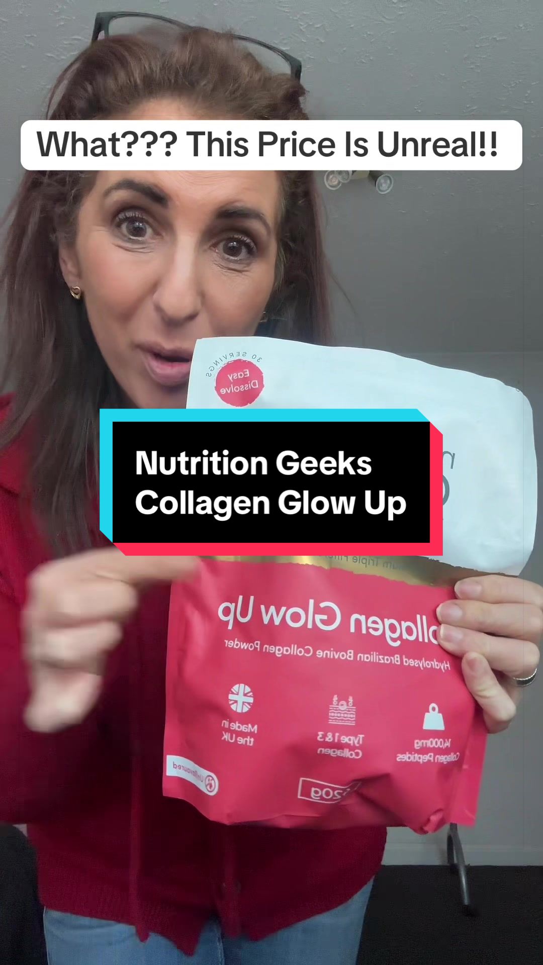 TikTok post by @lauretta_jayne for Nutrition Geeks. Caption reads: Wow!! The price on the @nutritiongeeksofficial....