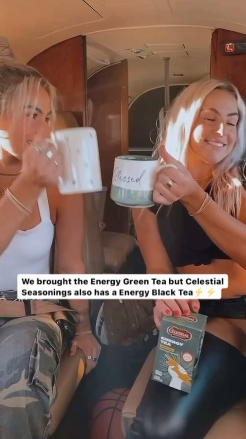 Instagram post by @cavindertwins for Celestial Seasonings. Caption reads: #nobaddays with @celestialtea ⚡️ #ad.