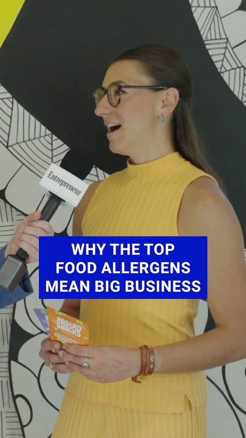 Instagram post by @absurd.snacks for Entrepreneur. Caption reads: These allergy-free snacks were designed to end the....