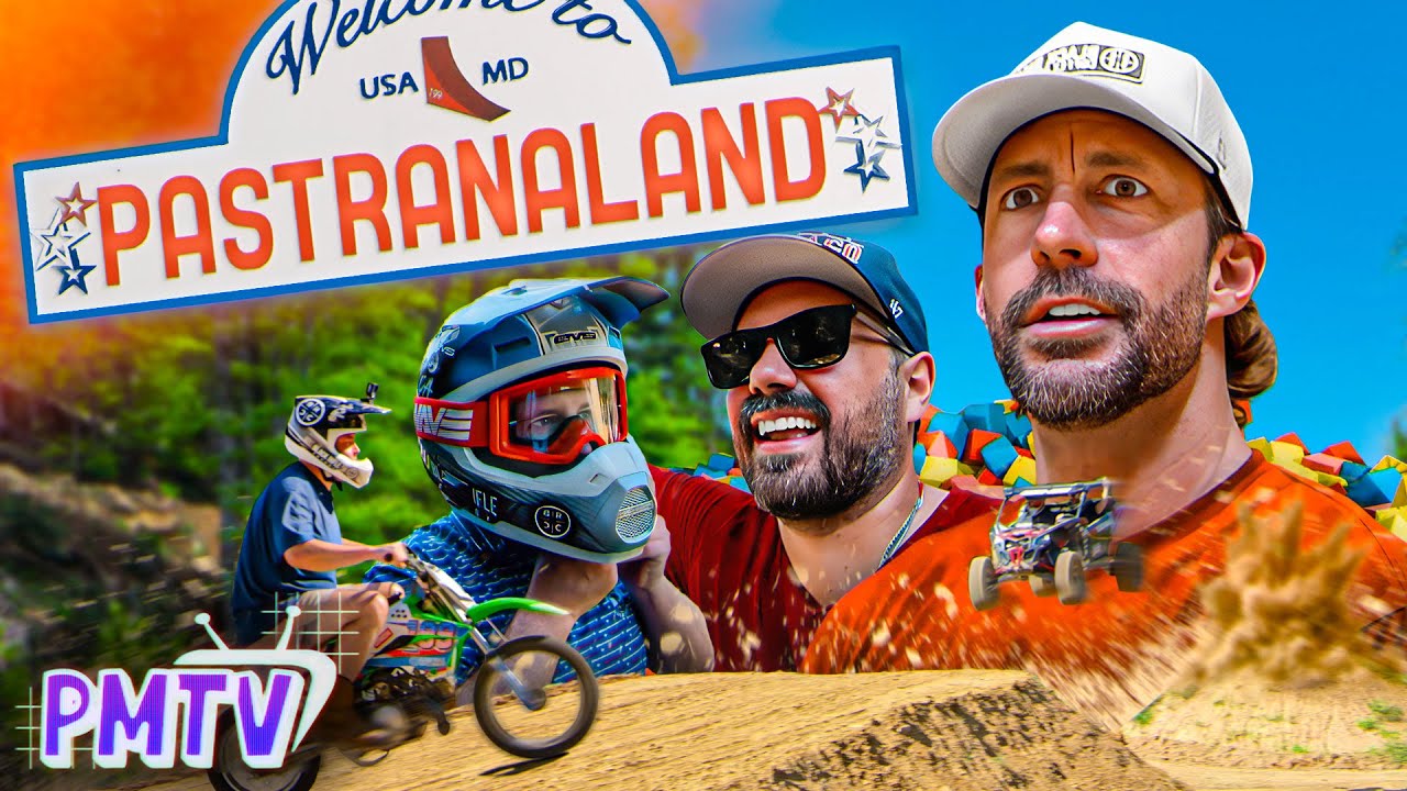 YouTube post by @PardonMyTakePodcast for Truly Hard Seltzer. Caption reads: We Attempted DANGEROUS Stunts At Pastranaland.