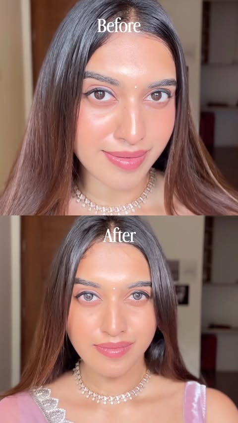 Instagram post by @prajna_poovamma for Aqualens. Caption reads: A tiny change, a whole new vibe. 👀✨ Same look,....