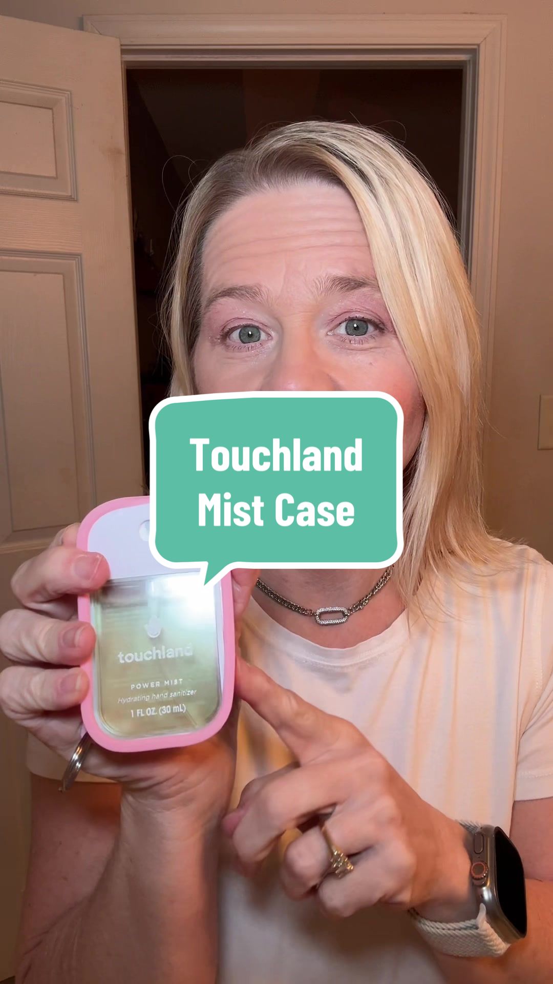 TikTok post by @gen_x_mom_72 for Touchland. Caption reads: [...] makes it easy to carry my @touchland hand....