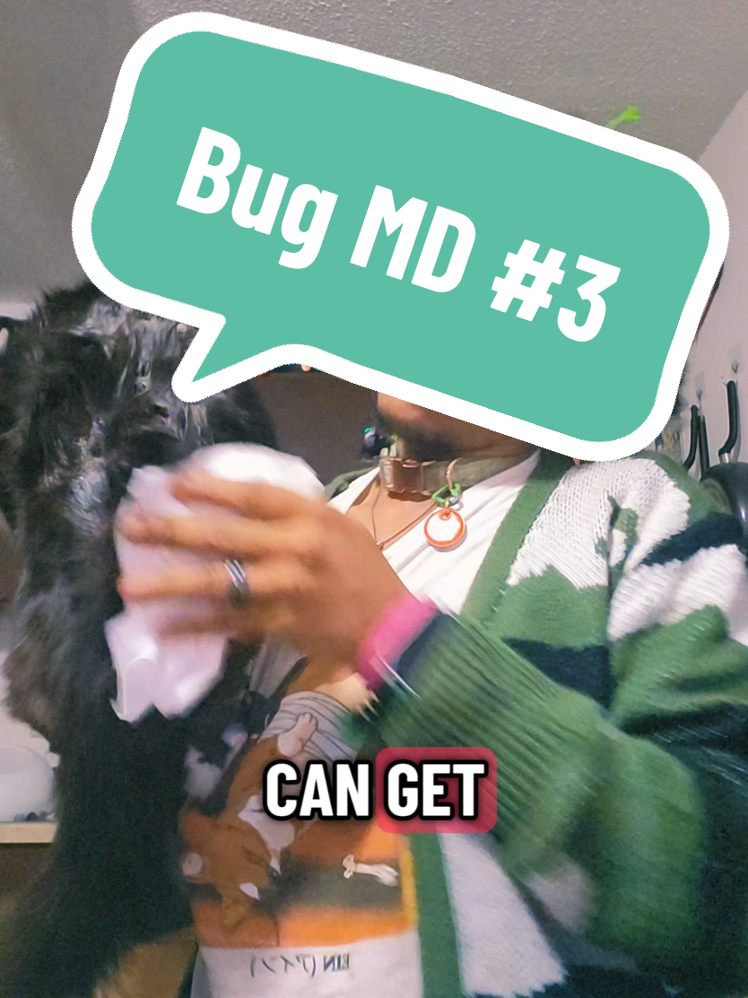 TikTok post by @applefox420 for BugMD. Caption reads: [...] me later when they're not itching 😊😊....