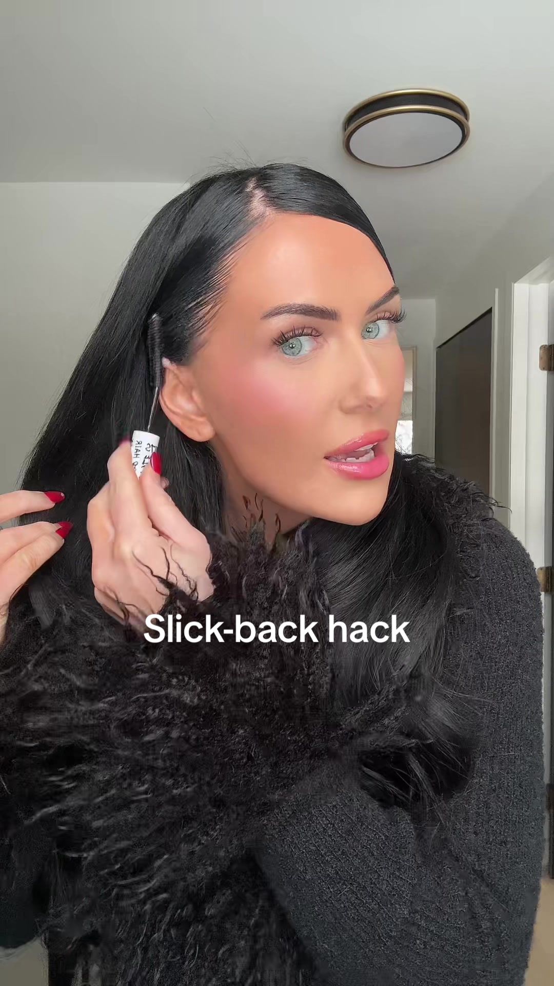 TikTok post by @kalawetzel for IGK Hair. Caption reads: 1 product that keeps your slick-back styles in....