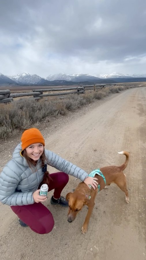 Instagram post by @amyjanedavid for Sierra Nevada Brewing Co.. Caption reads: Waiting on winter and teaching our puppy to do....