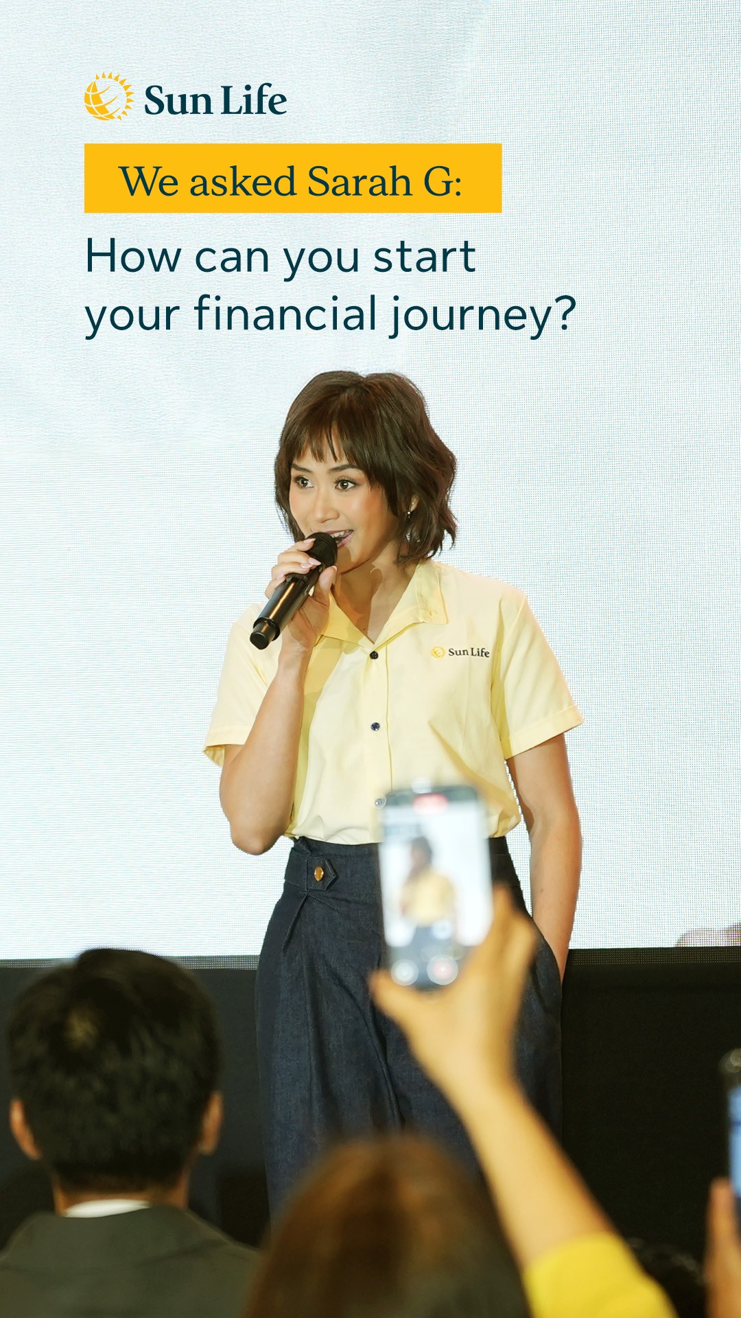 Instagram post by @justsarahgph for Sun Life Philippines. Caption reads: For me, financial freedom starts with small,....