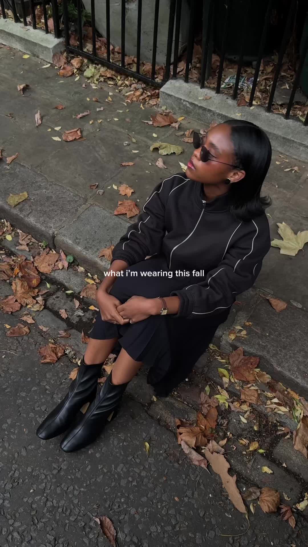TikTok post by @livinglauryn for Everlane. Caption reads: [...] strolls in The Fall Edit 003 @Everlane....
