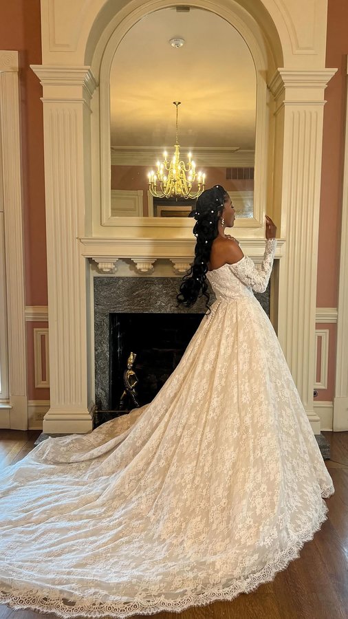 Instagram post by @porsharenaehall for Allure Bridals. Caption reads: [...] wear for your royal wedding from the....