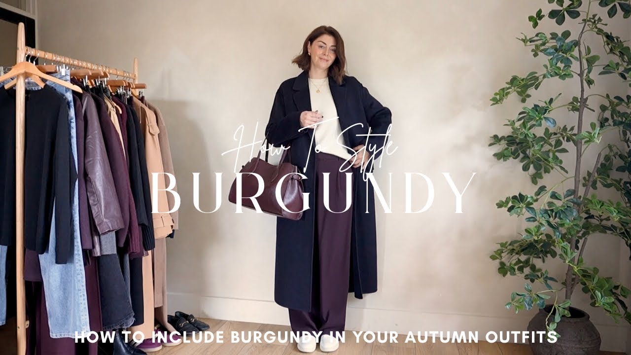 YouTube post by @EmmaHill for Klarna. Caption reads: How To Style Burgundy In Your Autumn Outfits.