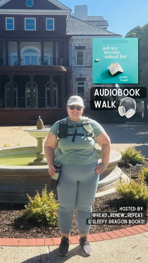 Instagram post by @momsreadingera for Gallery Books Group. Caption reads: 🎧 AUDIOBOOK WALK🚶🏻‍♀️ I had so much fun....
