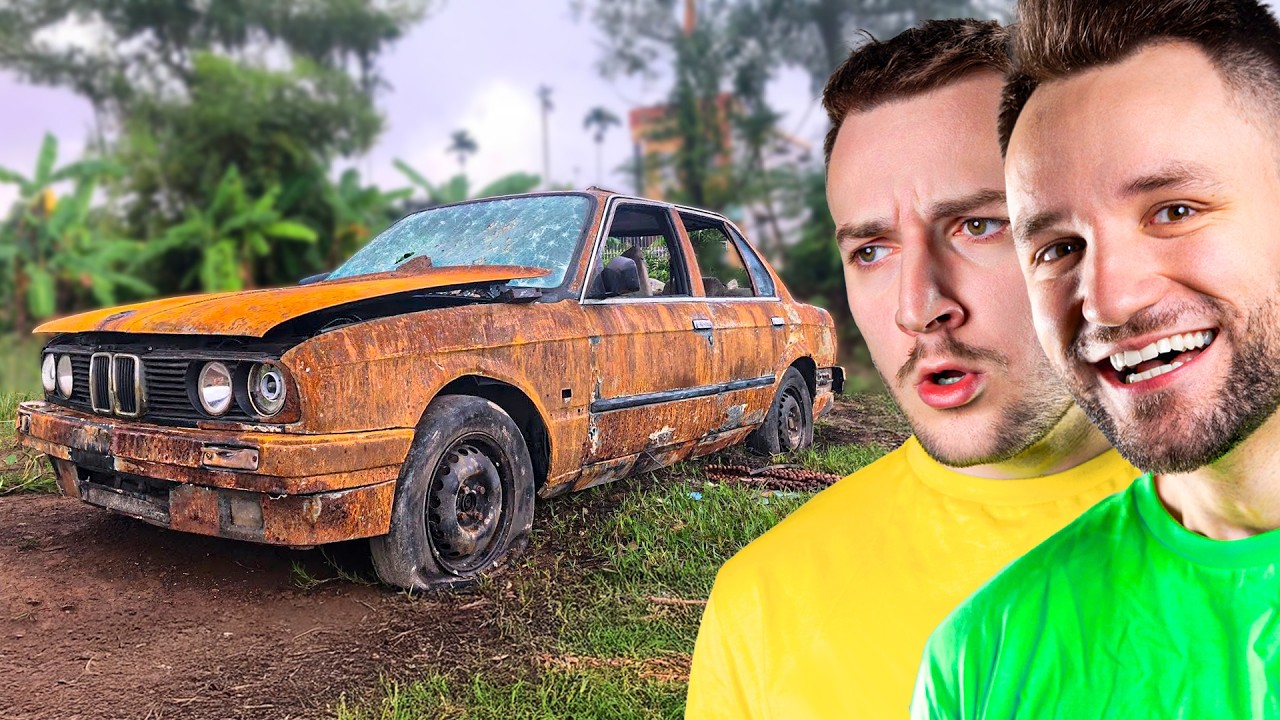 YouTube post by @Wheelwithit for STS. Caption reads: WHOEVER FINDS THE MOST RUSTY CAR WINS!.