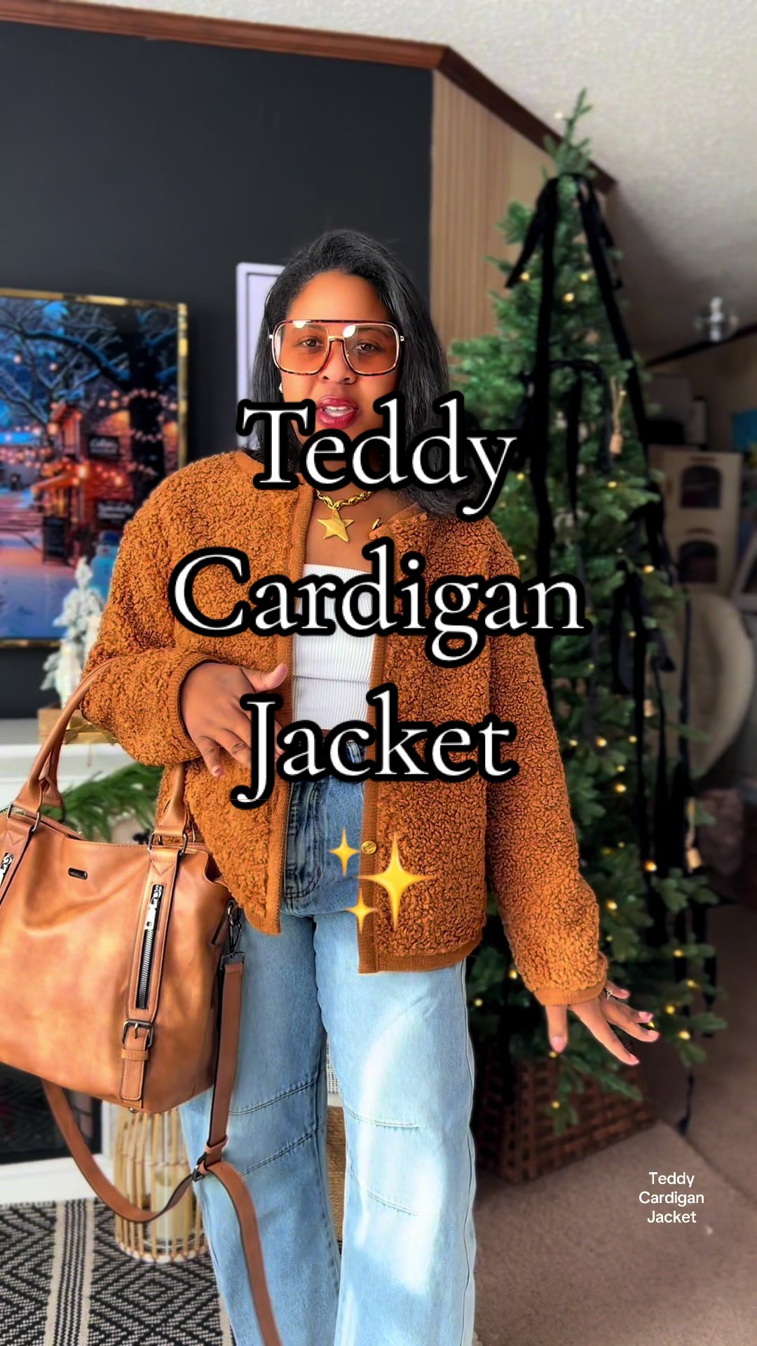 TikTok post by @kalilashops for PrettyGarden. Caption reads: Teddy cardigan jacket #cardigan #jackets....