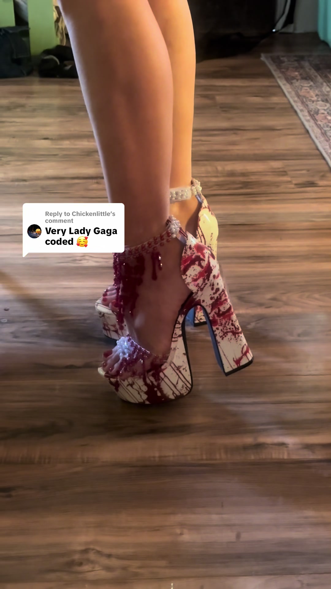 TikTok post by @vannahallen6 for Dolls Kill. Caption reads: Replying to @Chickenlittle #dollskill #screamqueen....