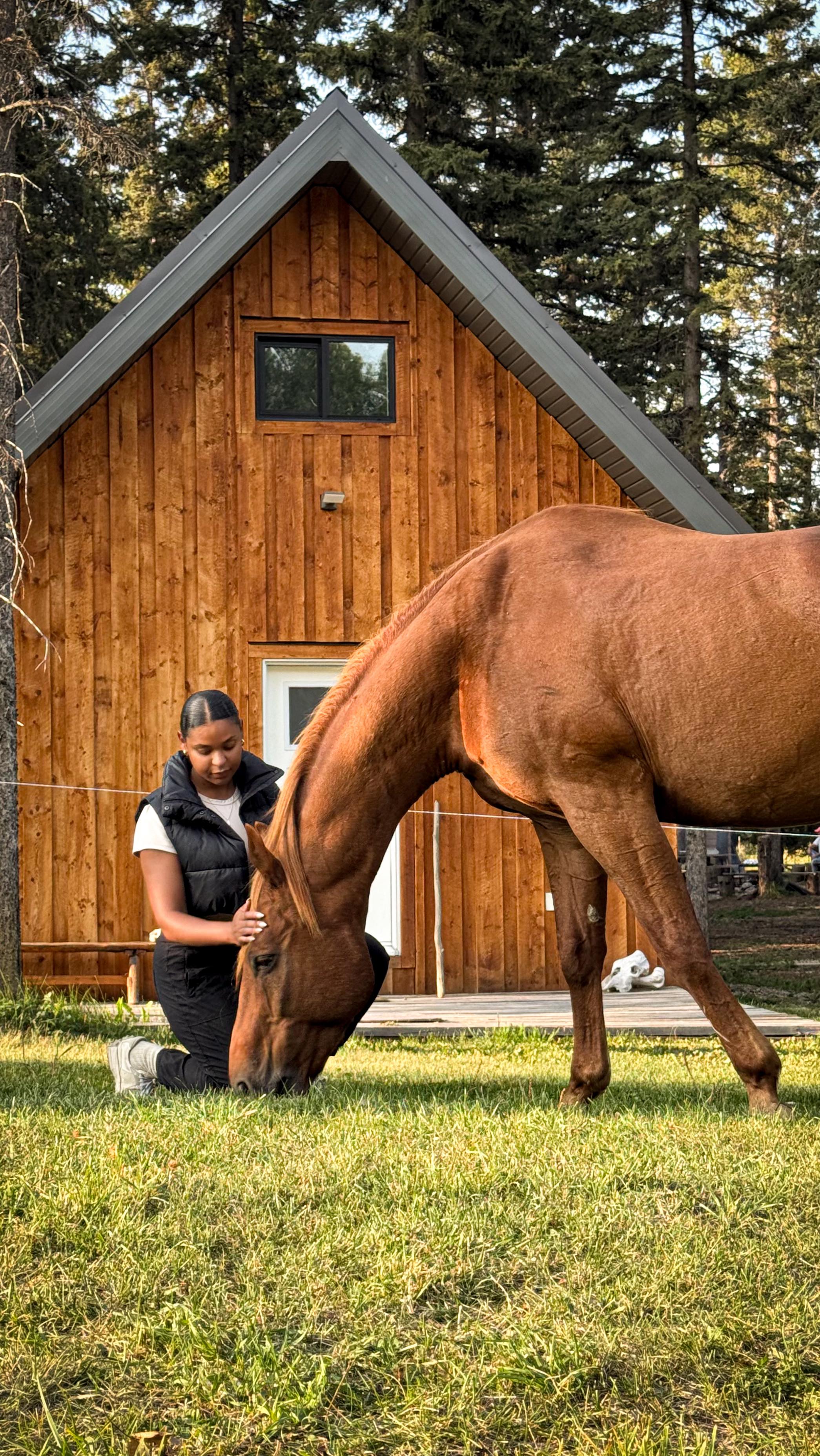 Instagram post by @aglimpseofmaria for Travel Alberta. Caption reads: If found, please return to Painted Warriors Ranch....