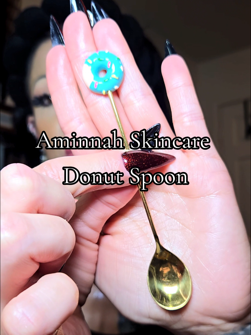 TikTok post by @ravenandlace for Aminnah. Caption reads: Aminnah's little sprinkle donut spoon is the [...].