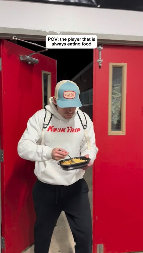 Instagram post by @ryanellingson8 for Kwik Trip. Caption reads: [...] makes a pitcher throw cheese 😂⚾️ @kwiktrip....