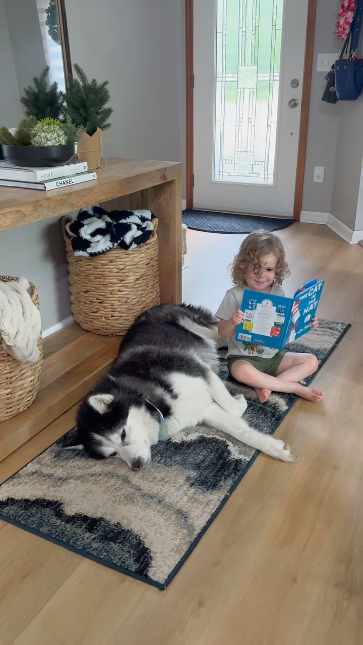 Instagram post by @cantinhonoseua for iRobot. Caption reads: With a toddler and a Husky, messes are just part....