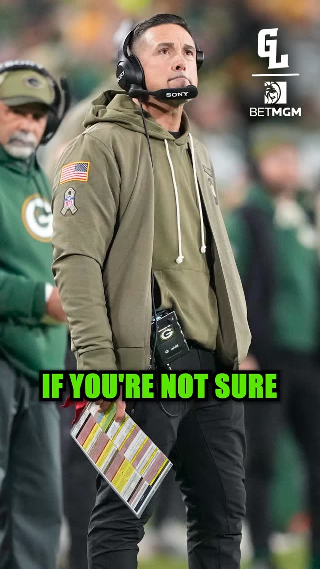 Instagram post by @greenlightpod for BetMGM. Caption reads: Should Matt LaFleur be on the hot seat?.