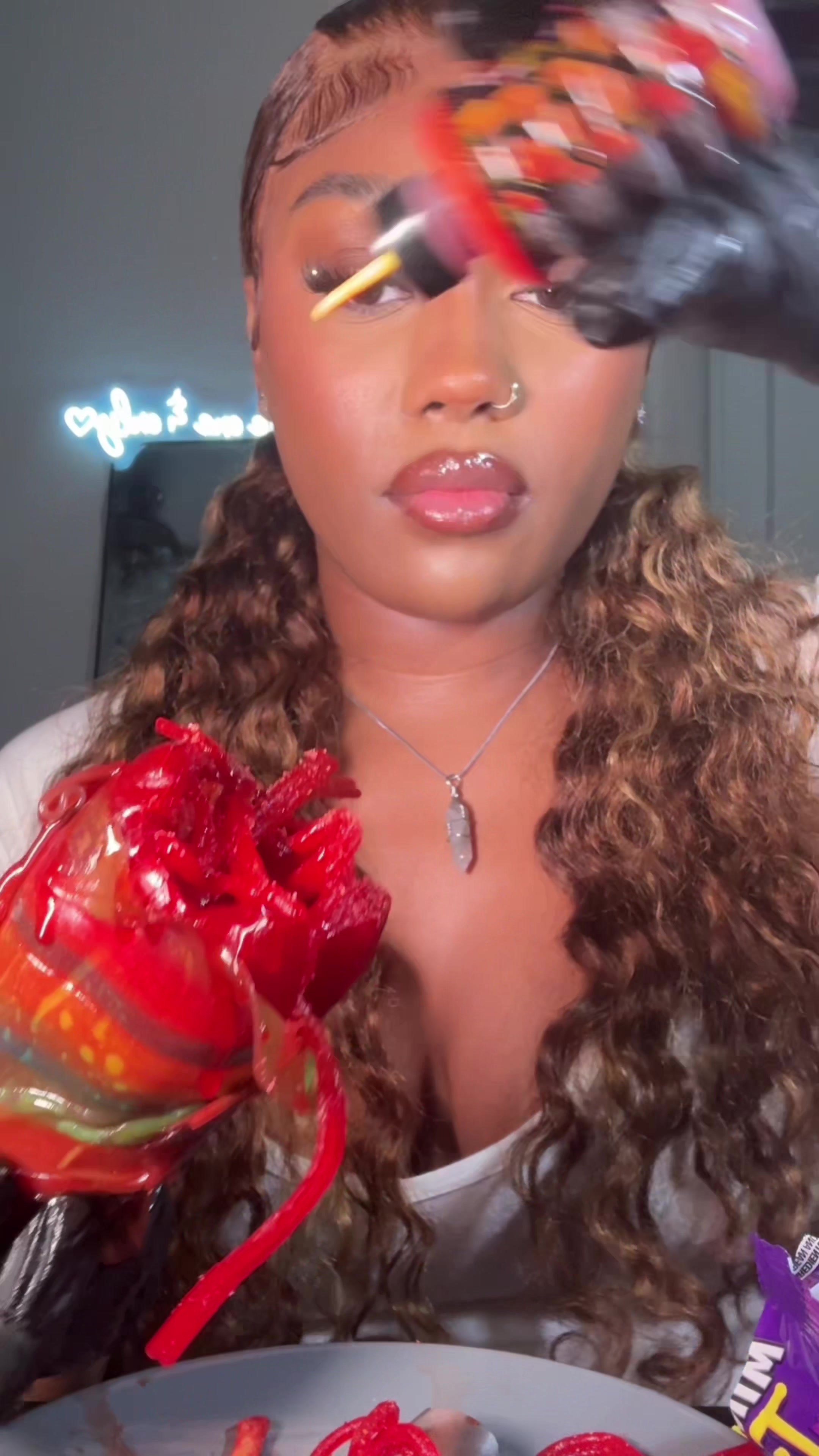 TikTok post by @caashni for Bussin Snacks. Caption reads: [...] 😭These Chamoy pickles always hit @Bussin....