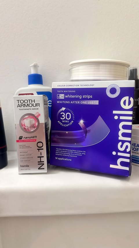 Instagram post by @carliemcbride_ for Hismile. Caption reads: [...] results from products like these- @hismile....