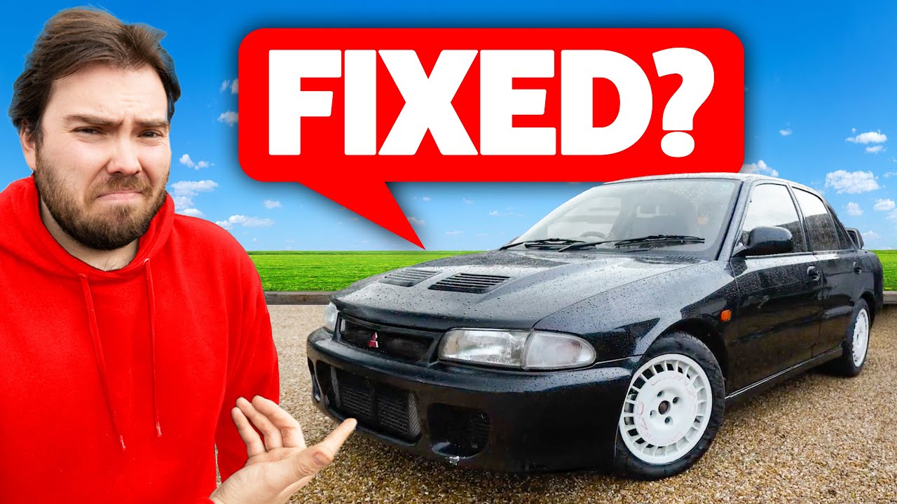 YouTube post by @TwoDeadC for carVertical. Caption reads: Can I Finally Get This Abandoned Evo Back On The....