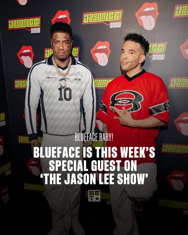 Instagram post by @jasonleeshow for BET Networks. Caption reads: Blueface Babyyy! Unfiltered, unapologetic, and....