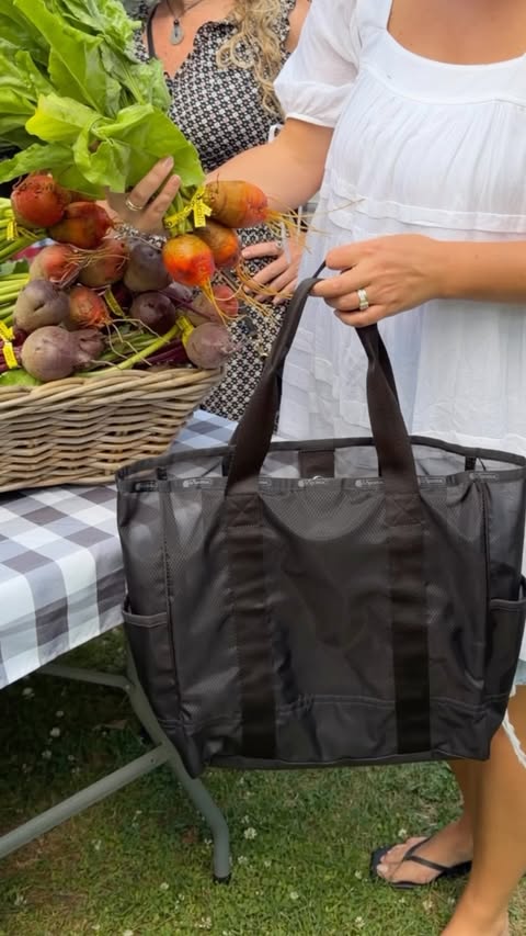 Instagram post by @ellamiller for LeSportsac. Caption reads: [...] on fresh farmers market ingredients....