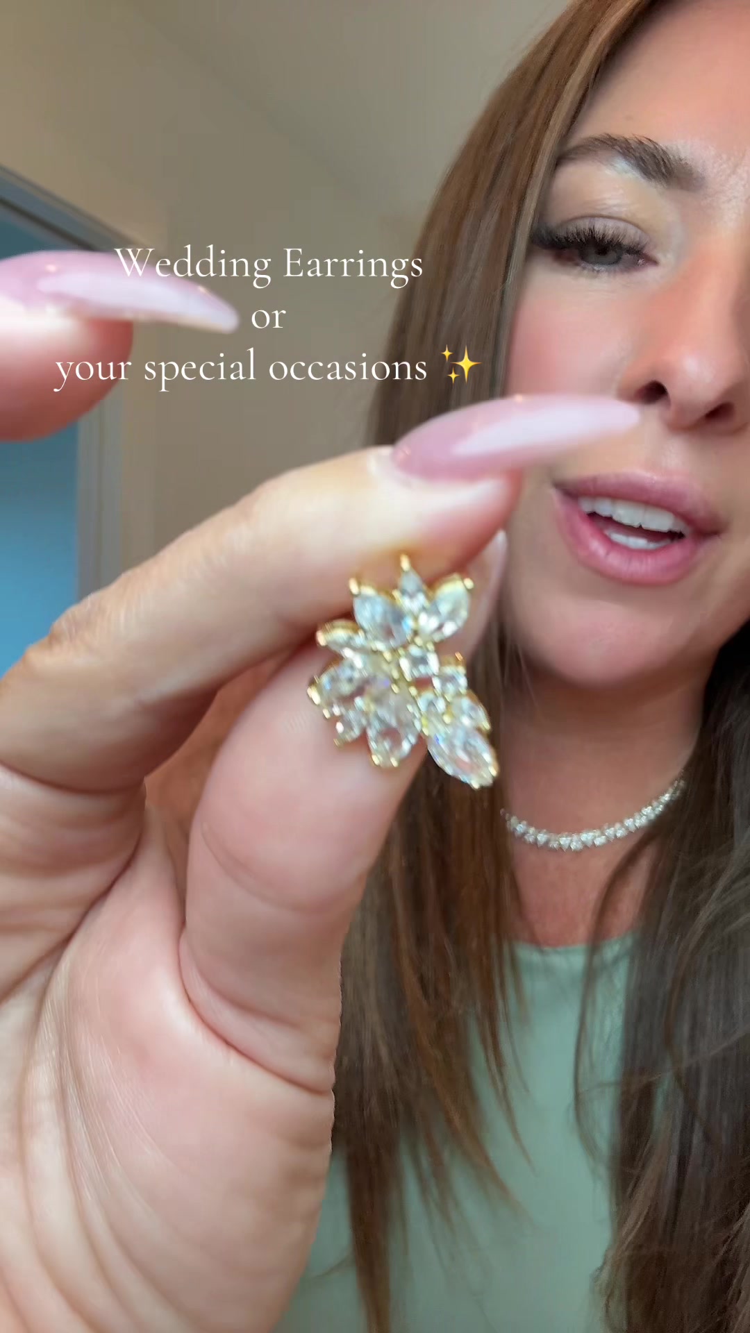 TikTok post by @tiktoken_ton for PAVOI. Caption reads: @PAVOI Elegant wedding earrings or special [...].