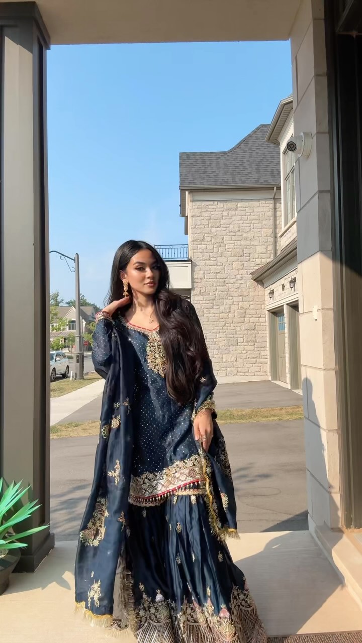 Instagram post by @tasfiauddiin for LASHKARAA. Caption reads: shades of blue 🦋✨
outfit: @lashkaraa
#lashkaraa....