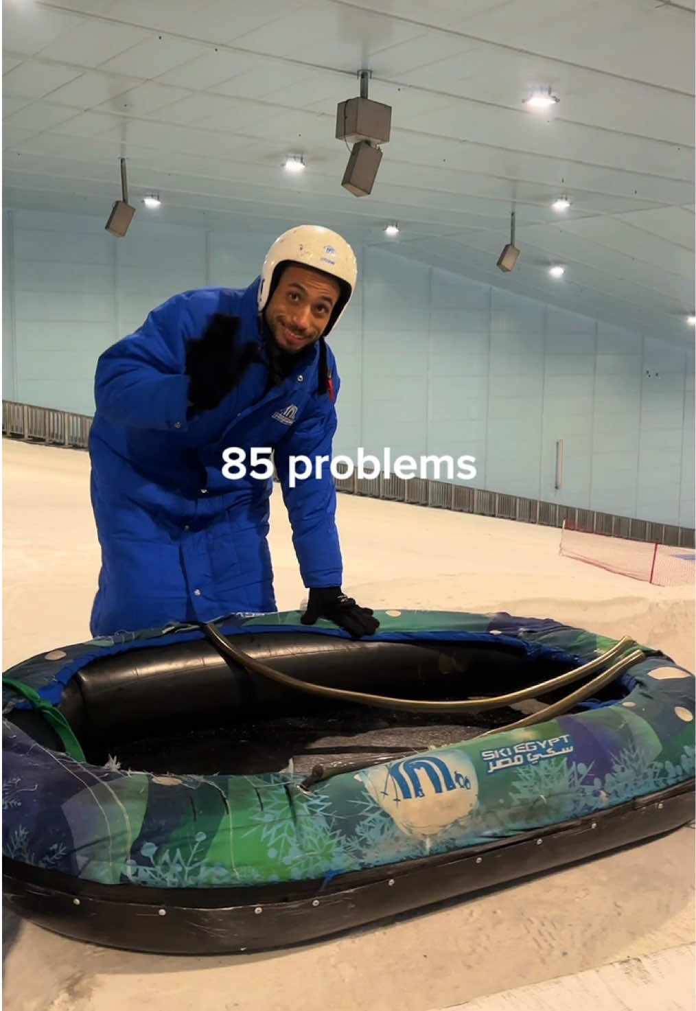 TikTok post by @ski.egypt for Majid Al Futtaim. Caption reads: [...] friends❄️✨ #SkiEgypt #GreatMoments @Majid Al....