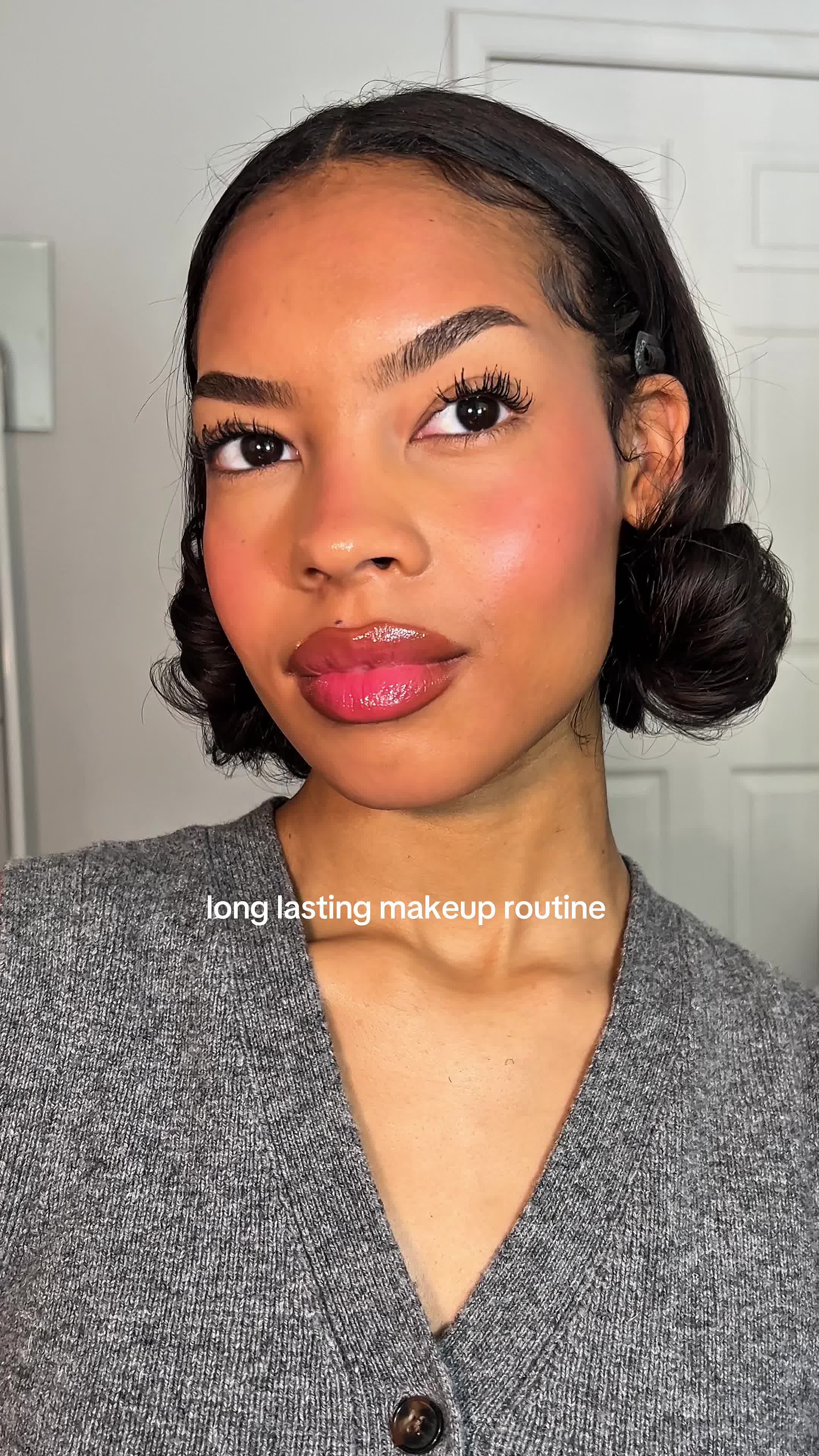 TikTok post by @juliannavlipscomb for Hourglass Cosmetics. Caption reads: #MilkMakeupPartner I love knowing my makeup is....