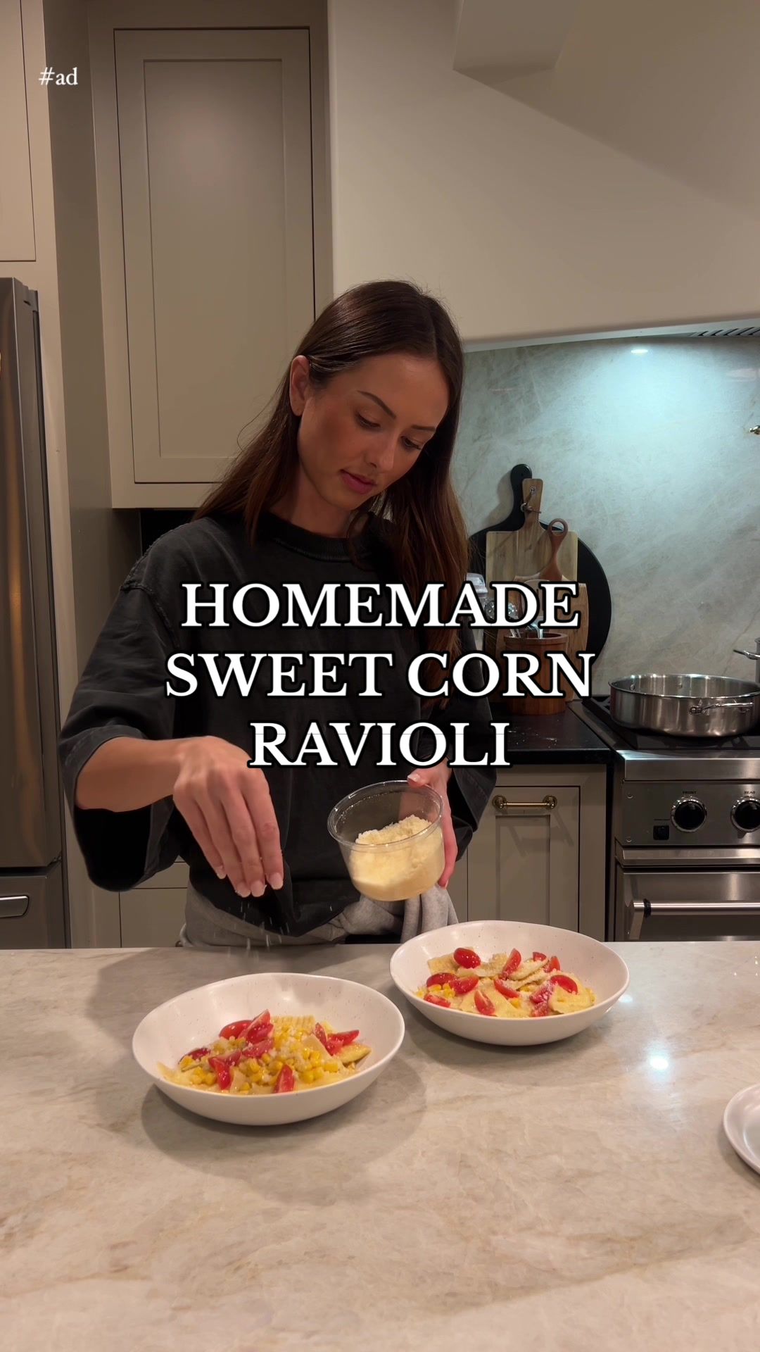 TikTok post by @abigail_erb for Clorox. Caption reads: #ad homemade corn ravioli with minimal mess thanks....