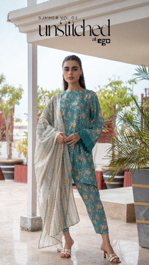 Instagram post by @sadafkanwal for EGO. Caption reads: Florals and Abstracts Galore: EGO's Unstitched Vol....