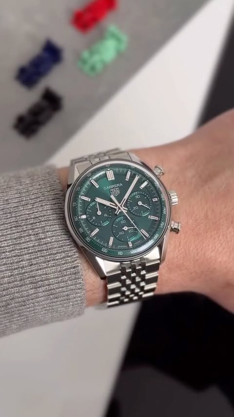 Instagram post by @timeandwatches for TAG Heuer. Caption reads: The new TAG Heuer Carrera Chronograph 41 mm....