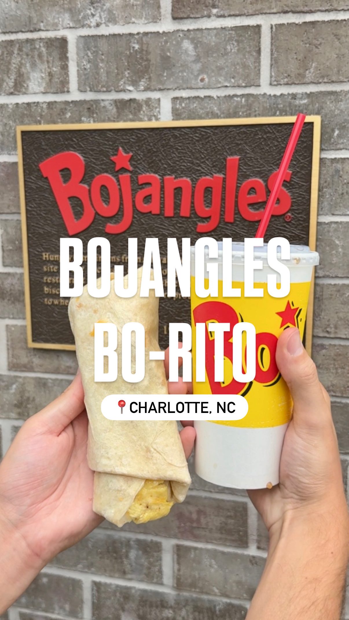 Instagram post by @hunterbrameeats for Bojangles. Caption reads: 🌯🔥 @Bojangles just dropped a breakfast bomb—and....