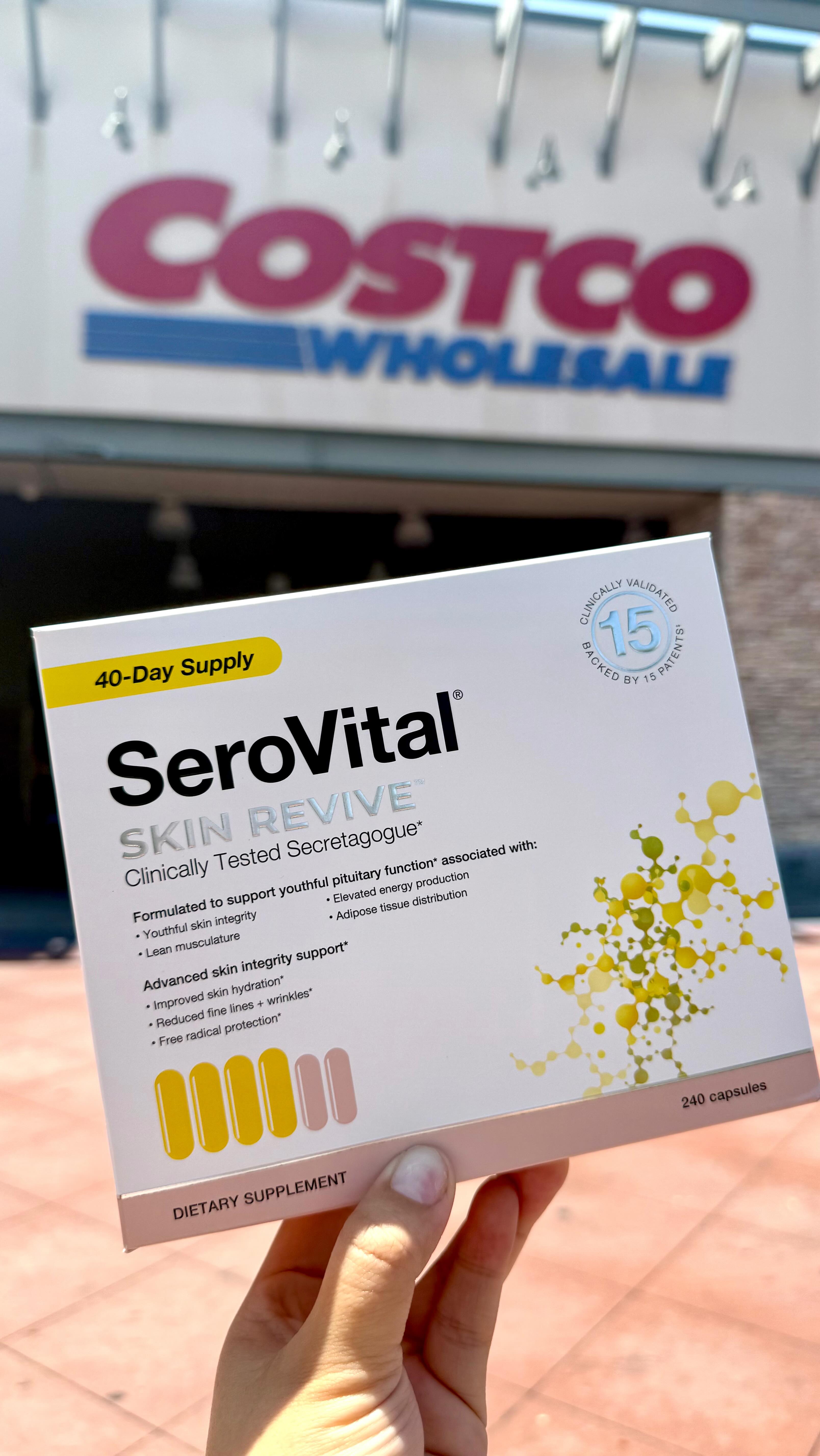 Instagram post by @costcosisters for SeroVital. Caption reads: ✨ It’s back, and it’s BIG! ✨
 From 7/14–8/3, grab....