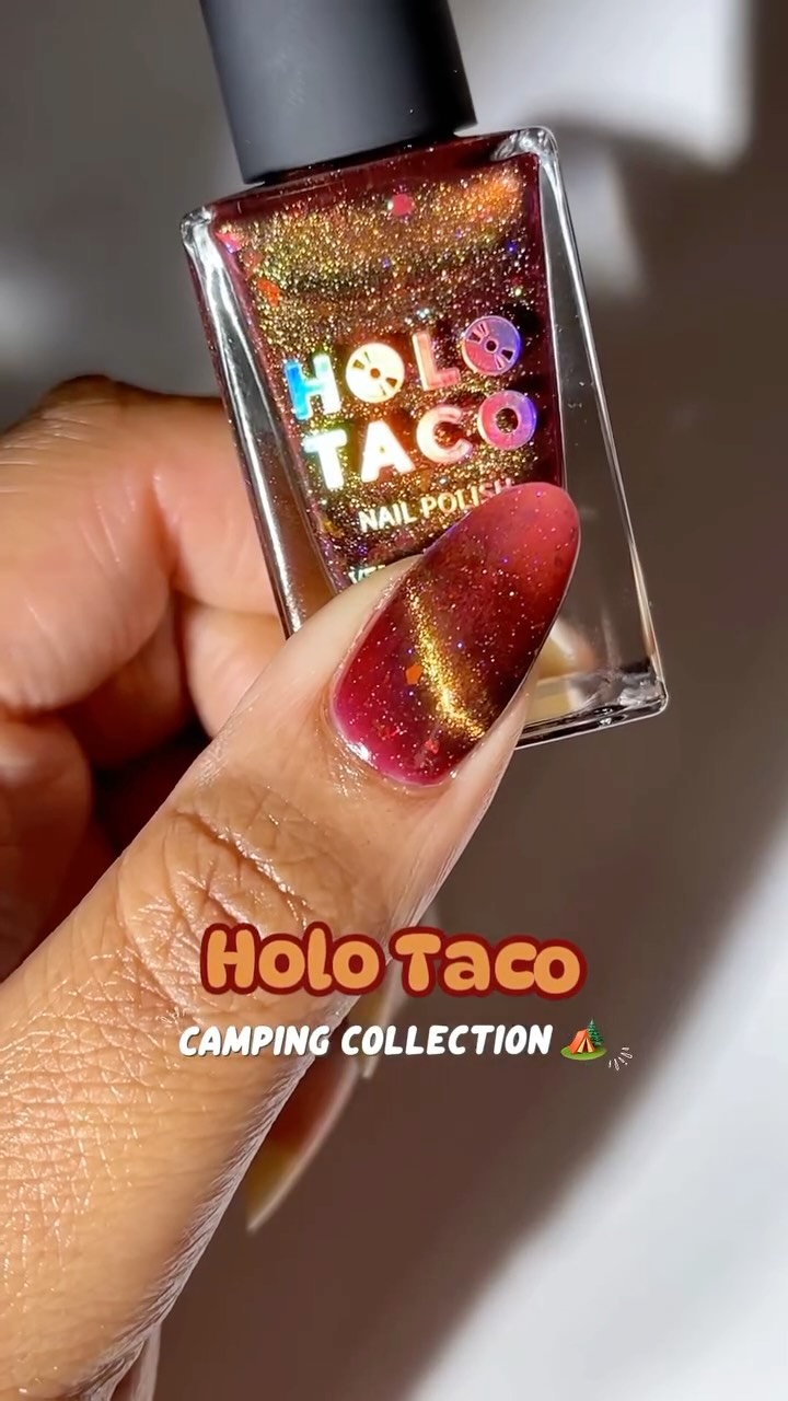 Instagram post by @indbtly_kendra for Holo Taco. Caption reads: *pr* The new @holotaco Camping collection is the....