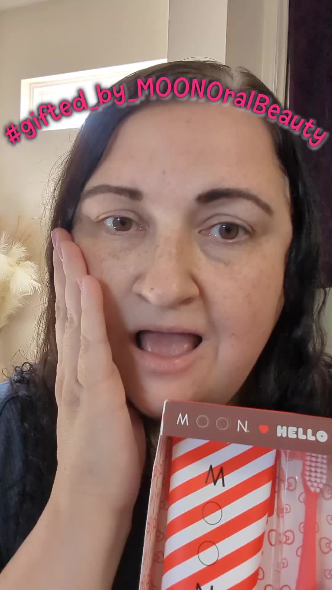TikTok post by @jmeans77 for MOON Oral Beauty. Caption reads: #gifted_by_MOONOralBeauty The Moon x Hello Kitty....