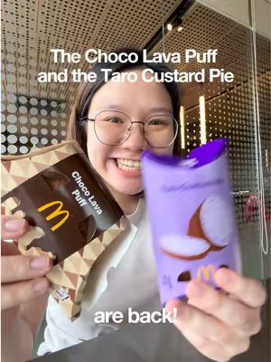 TikTok post by @avinalok for McDonald's Philippines. Caption reads: @McDo_PH ‘s Choco Lava Puff & Taro Custard Pie are....