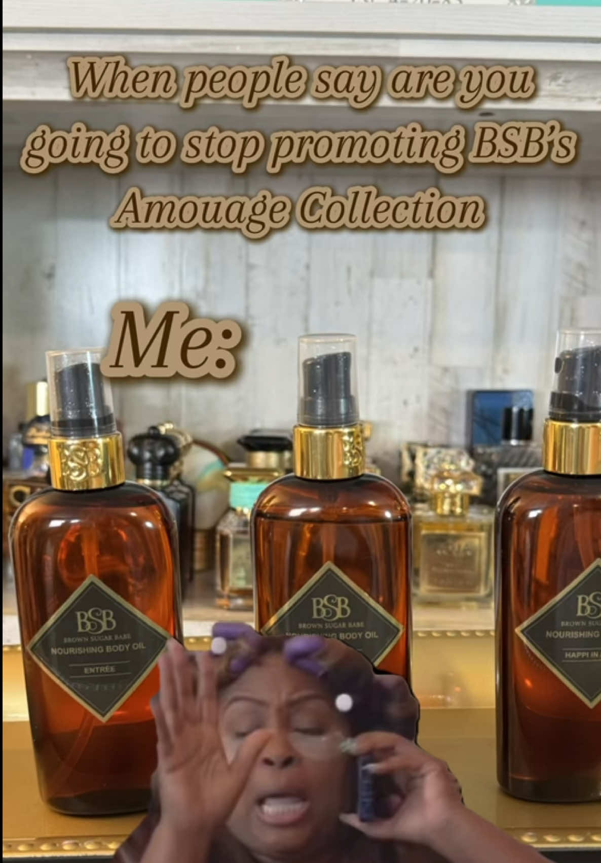 TikTok post by @thesmellgoodnp for Brown Sugar Babe. Caption reads: #sponsored Have you purchased the Amouage....