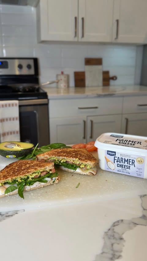 Instagram post by @hellocelinaaaa for Lifeway Foods. Caption reads: My go-to high-protein turkey sandwich 🤍 Simple,....