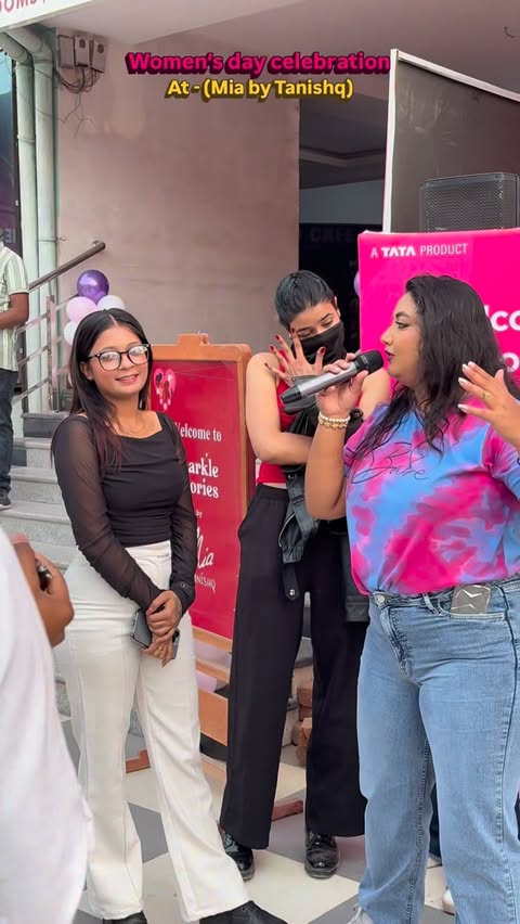 Instagram post by @hunter_queen03 for Mia by Tanishq. Caption reads: Women’s day pink ride organised by @miabytanishq....