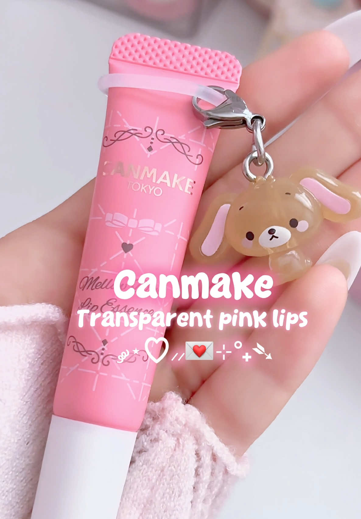 TikTok post by @dear_diarlee for CANMAKE USA. Caption reads: Canmake bunny tongue lip essence 🐰 ⋆‧°𓏲ּ𝄢 Super....