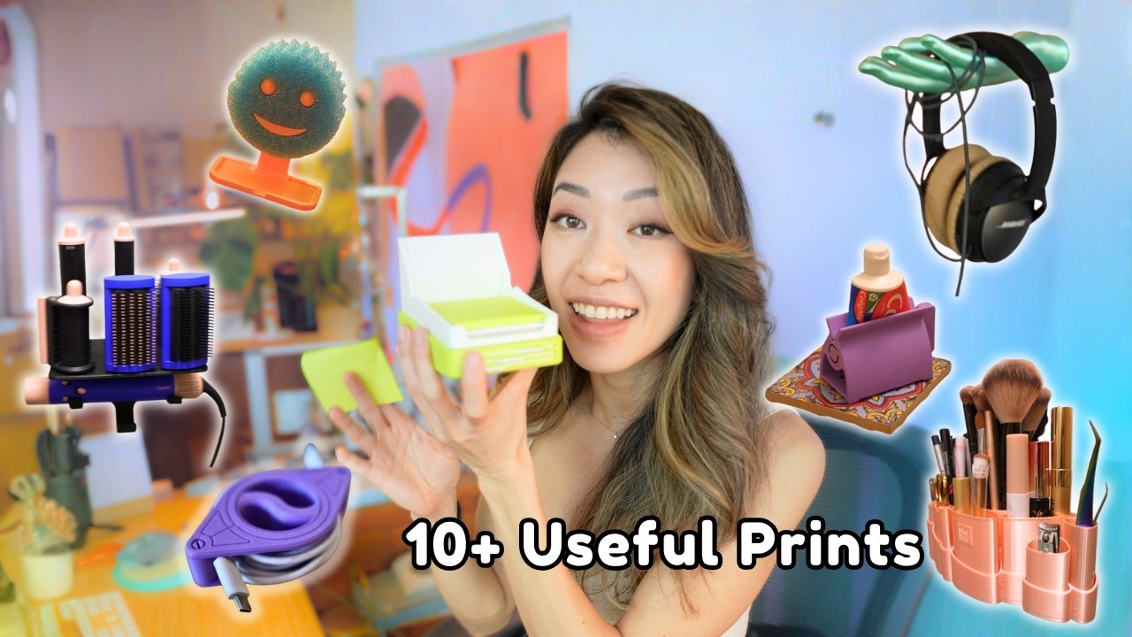 YouTube post by @WhaChuUpTo for Fresh Prep. Caption reads: How 3D Printing Organized My Home.