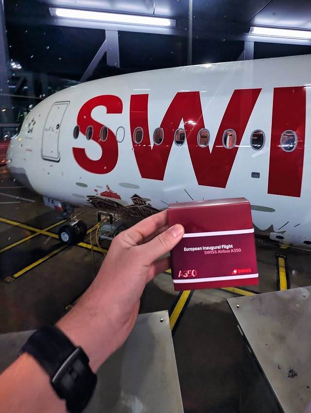 Instagram post by @martinskylife for Swiss International Air Lines. Caption reads: * On 25th October 25 I had to chance to hop on the....