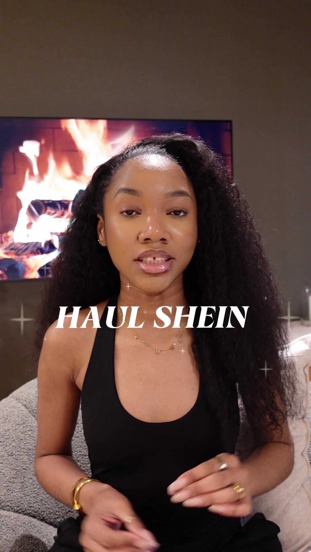 TikTok post by @kimngassa for VARSITIE. Caption reads: Le retour des Haul hihihiii 🥳Download the SHEIN....
