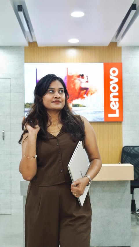 Instagram post by @shreellous for Lenovo. Caption reads: Upgrade smarter with Lenovo ⚡ Enjoy up to 10%....