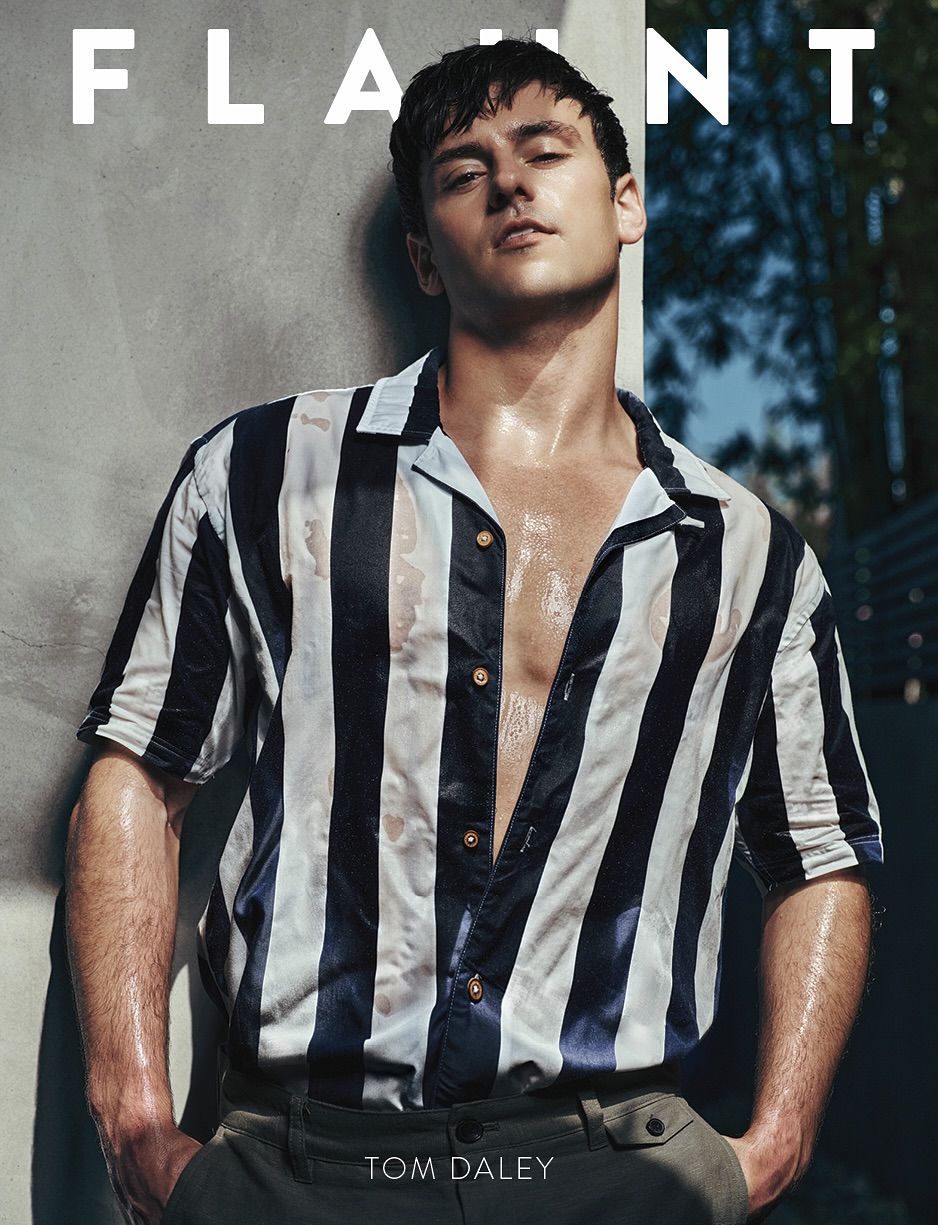 Instagram post by @tomdaley for LOEWE. Caption reads: Issue 199 for @FlauntMagazine, Fleeting....